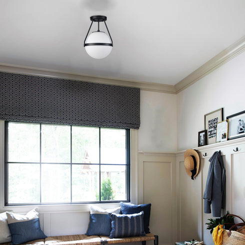 Globe Semi Flush Ceiling Light Black